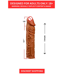 8 Inch Huge Brown Penis Cover With 2 Inch Extension Dragon Condom For Men | Reusable Penis Sleeve For Men By Naughty Nights + Free Kaamraj Lubricant