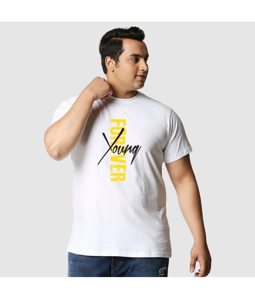     			Bewakoof Plus - White Cotton Regular Fit Men's T-Shirt ( Pack of 1 )