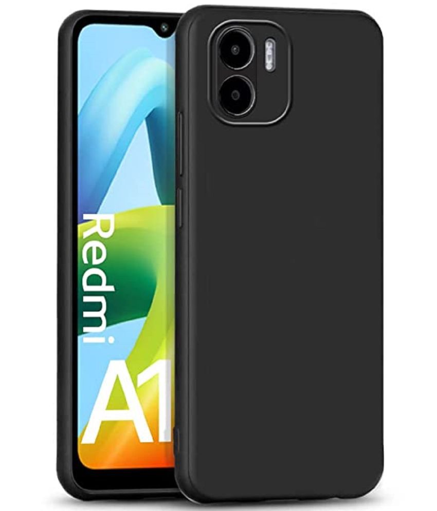     			Case Vault Covers - Black Silicon Plain Cases Compatible For Xiaomi Redmi A1 ( Pack of 1 )