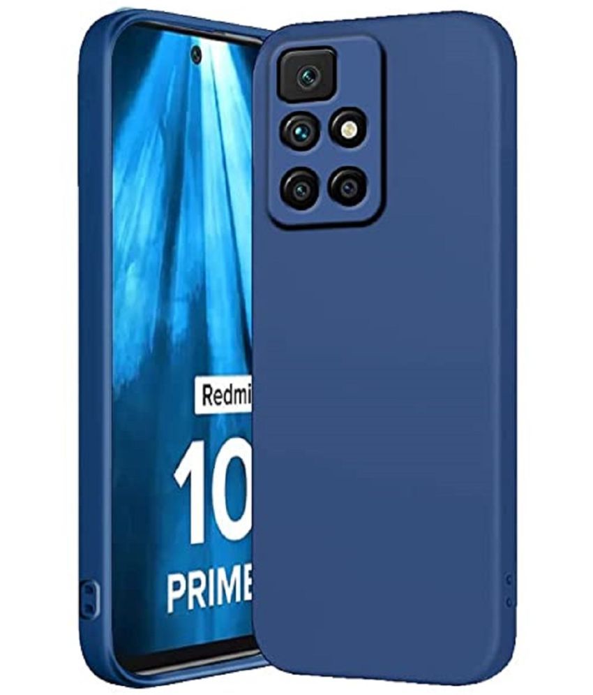    			Case Vault Covers - Blue Silicon Plain Cases Compatible For MI Redmi 10 Prime ( Pack of 1 )
