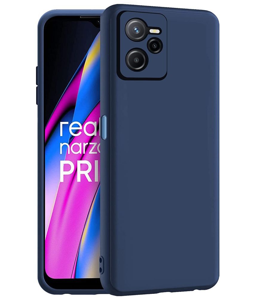     			Case Vault Covers - Blue Silicon Plain Cases Compatible For Realme Narzo 50A Prime ( Pack of 1 )