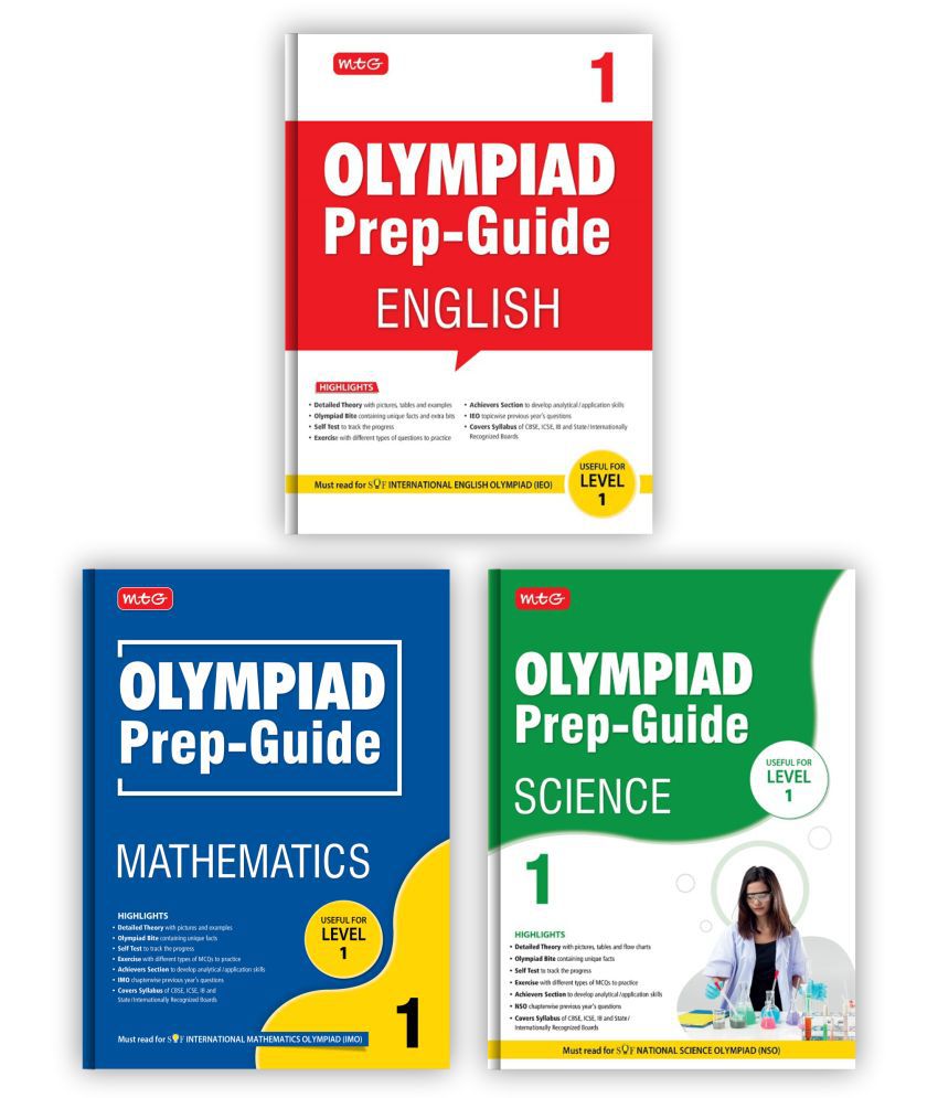     			MTG Olympiad Prep-Guide Class 1 - Achievers Section with IMO-NSO-IEO Chapterwise Previous Year Question Paper For SOF 2023-24 Exam, Set of 3 Books (Mathematics, Science, English)