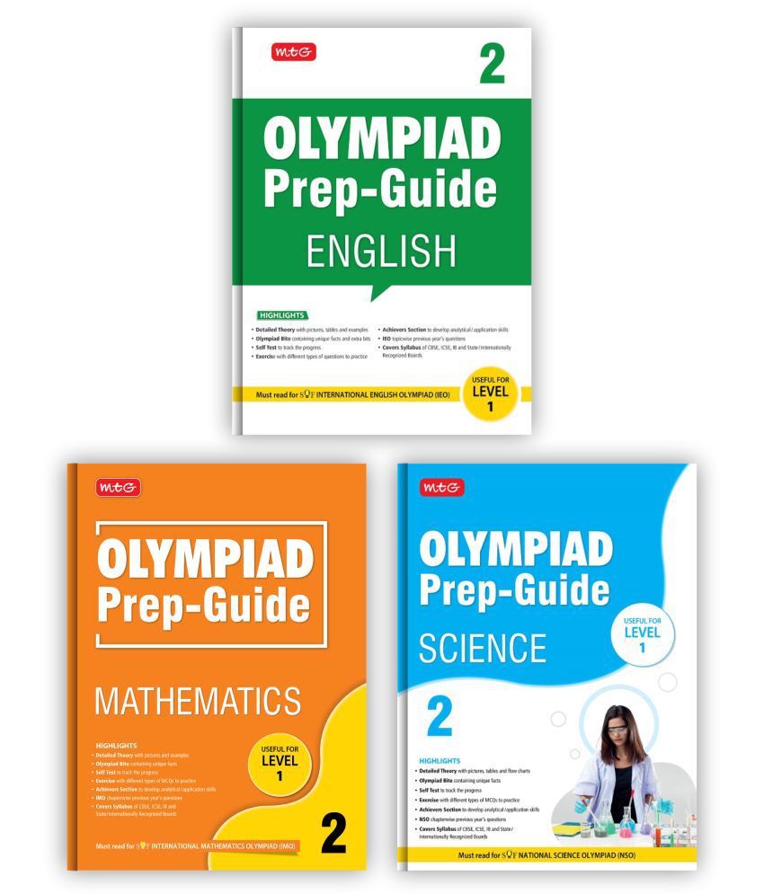     			MTG Olympiad Prep-Guide Class 2 - Achievers Section with IMO-NSO-IEO Chapterwise Previous Year Question Paper For SOF 2023-24 Exam, Set of 3 Books (Mathematics, Science, English)