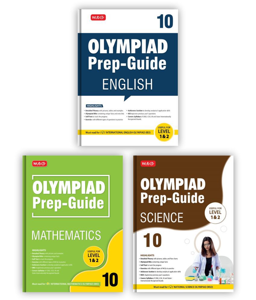     			MTG Olympiad Prep-Guide Class 10 - Achievers Section with IMO-NSO-IEO Chapterwise Previous Year Question Paper For SOF 2023-24 Exam, Set of 3 Books (Mathematics, Science, English)