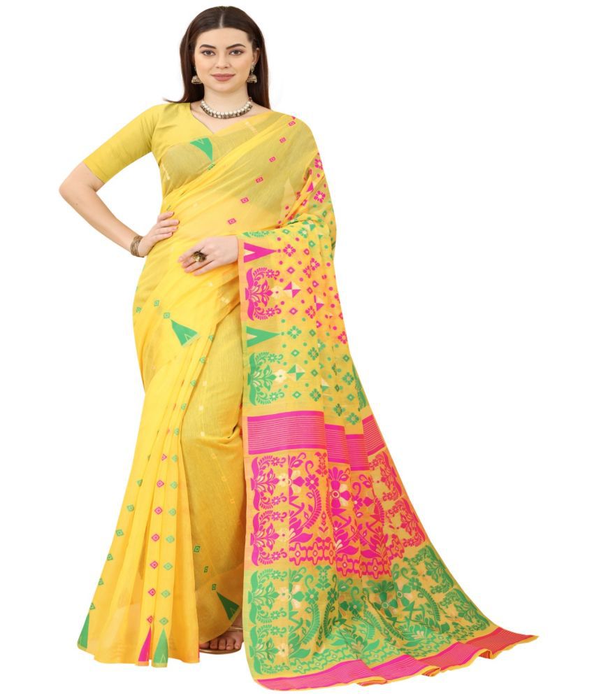     			NENCY FASHION - Gold Cotton Saree With Blouse Piece ( Pack of 1 )