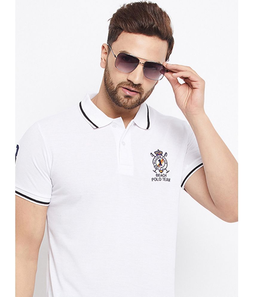     			The Million Club Pack of 1 Cotton Blend Regular Fit Solid Half Sleeves Men's Polo T Shirt ( White )