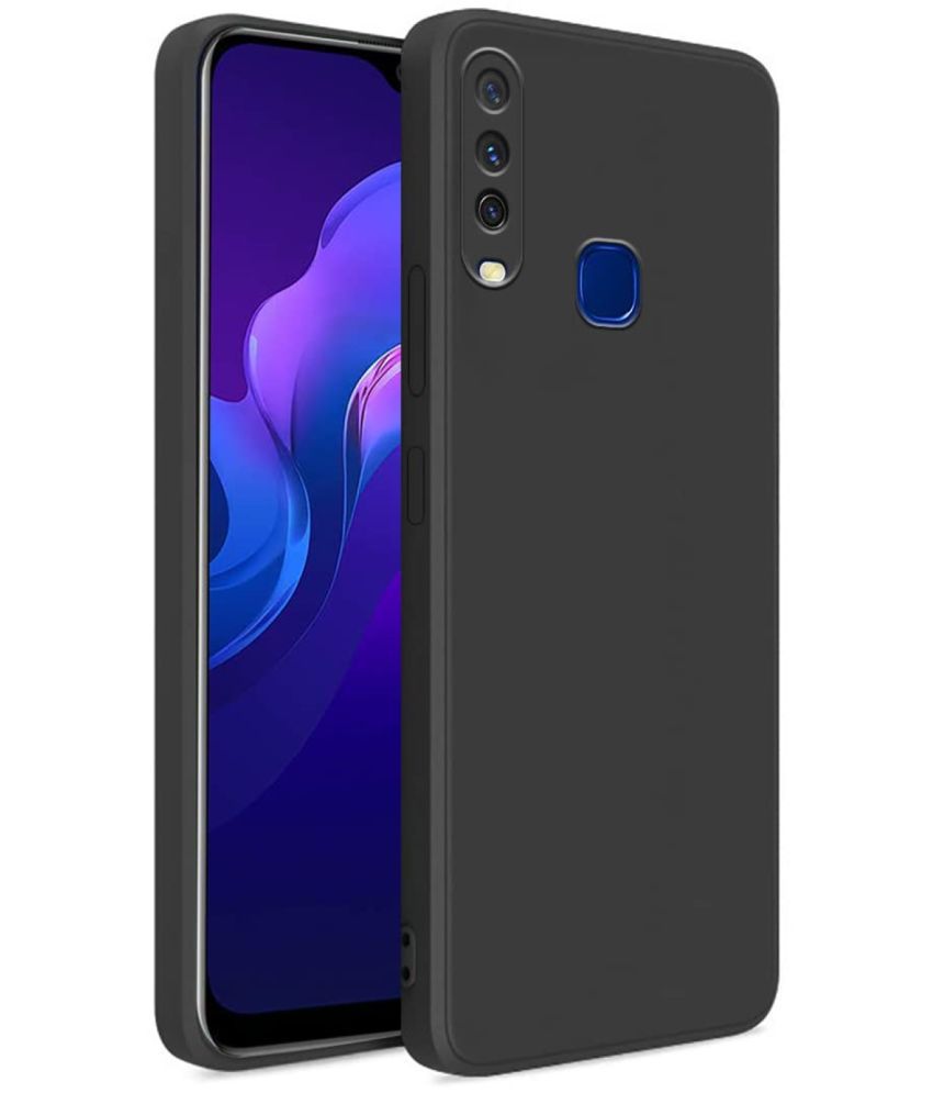     			Case Vault Covers - Black Silicon Plain Cases Compatible For Vivo Y12 ( Pack of 1 )