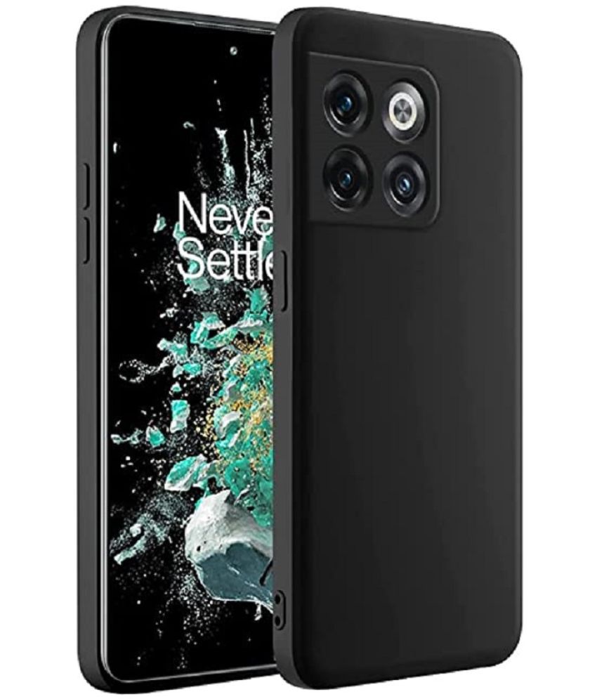     			Case Vault Covers - Black Silicon Plain Cases Compatible For Oneplus 10T 5G ( Pack of 1 )