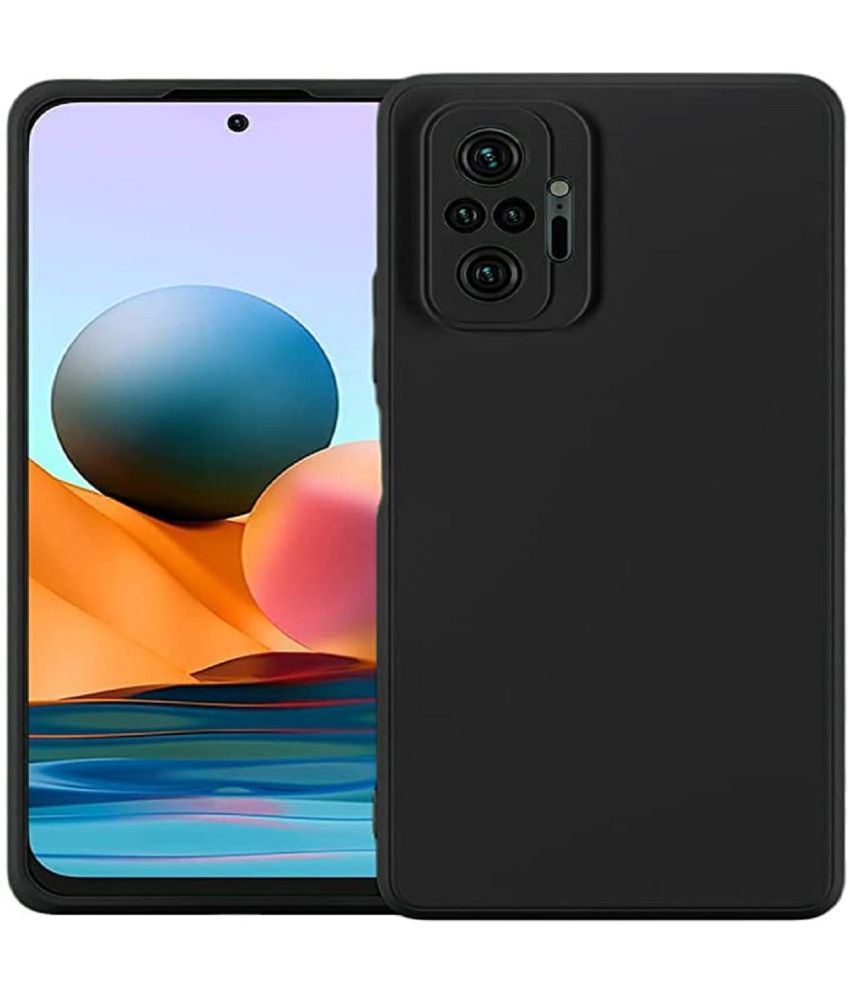     			Case Vault Covers - Black Silicon Plain Cases Compatible For Xiaomi Redmi Note 10 Pro Max ( Pack of 1 )