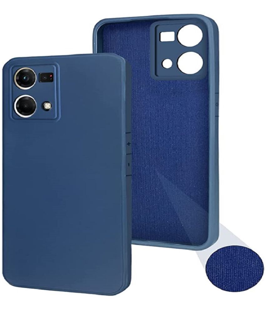     			Case Vault Covers - Blue Silicon Plain Cases Compatible For Oppo F21 Pro 4G ( Pack of 1 )