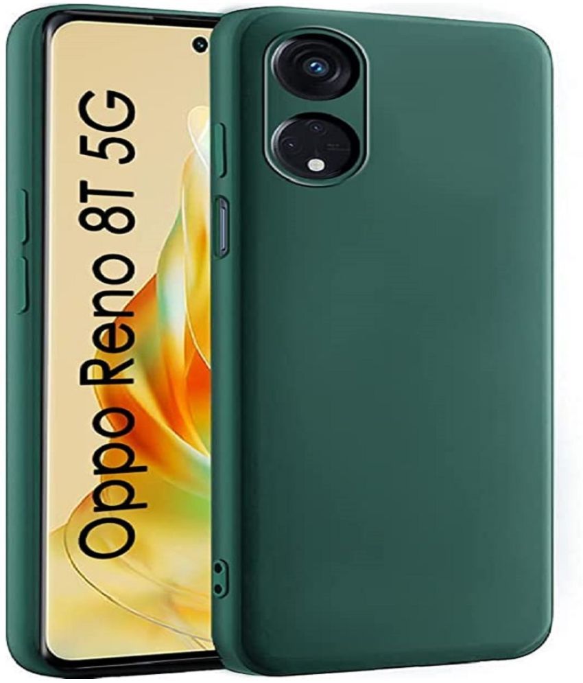     			Case Vault Covers - Green Silicon Plain Cases Compatible For Oppo Reno 8T 5G ( Pack of 1 )