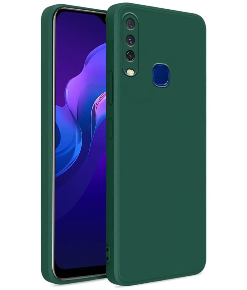     			Case Vault Covers - Green Silicon Plain Cases Compatible For Vivo Y17 ( Pack of 1 )