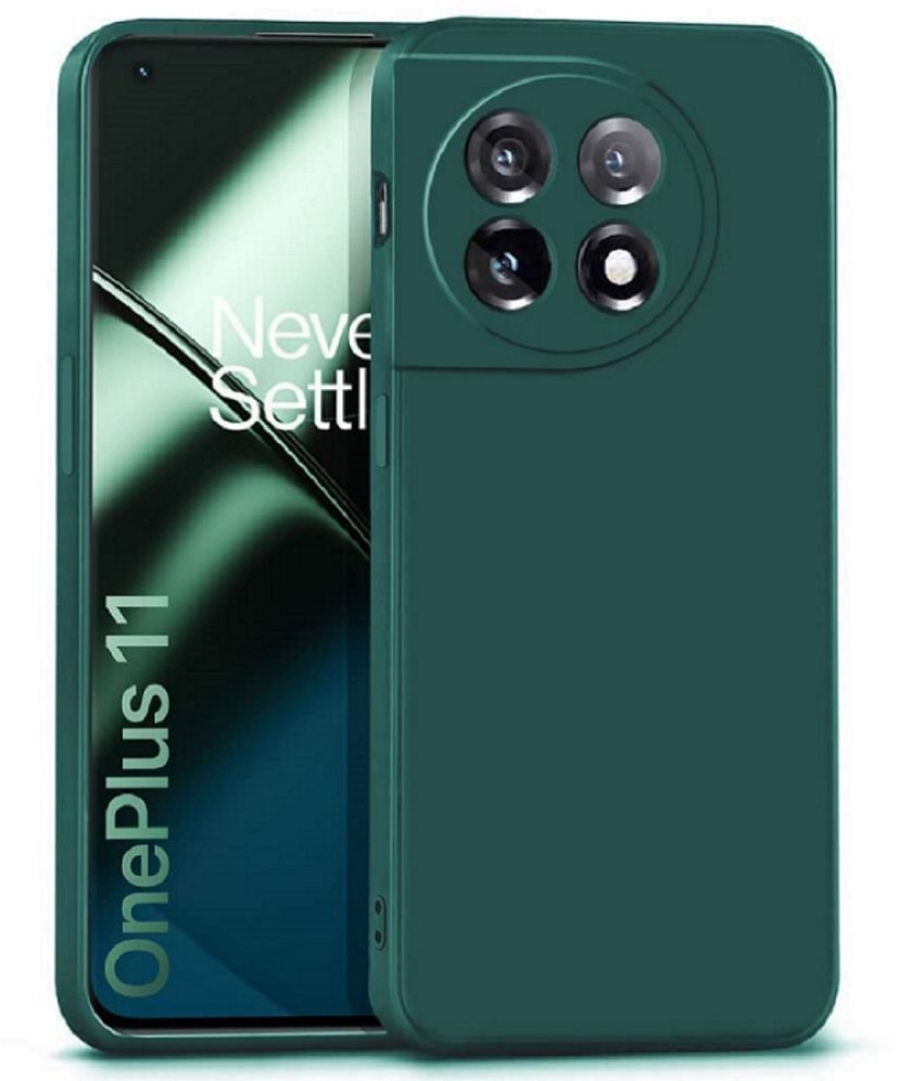     			Case Vault Covers - Green Silicon Plain Cases Compatible For One Plus 11 5G ( Pack of 1 )