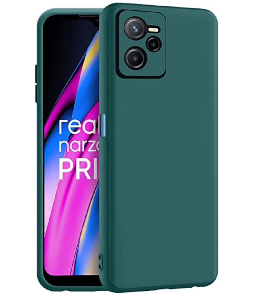     			Case Vault Covers - Green Silicon Plain Cases Compatible For Realme Narzo 50A Prime ( Pack of 1 )