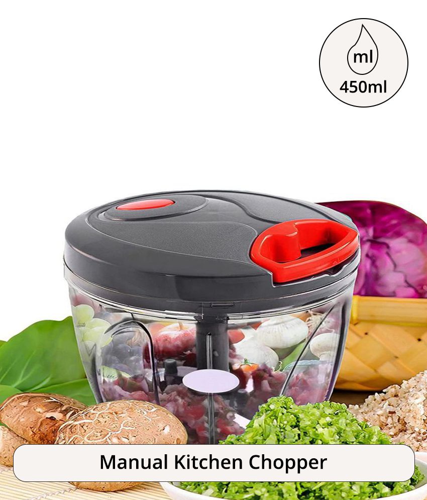     			HOMETALES Red Plastic Manual Kitchen Chopper 450 ml ( Pack of 1 )