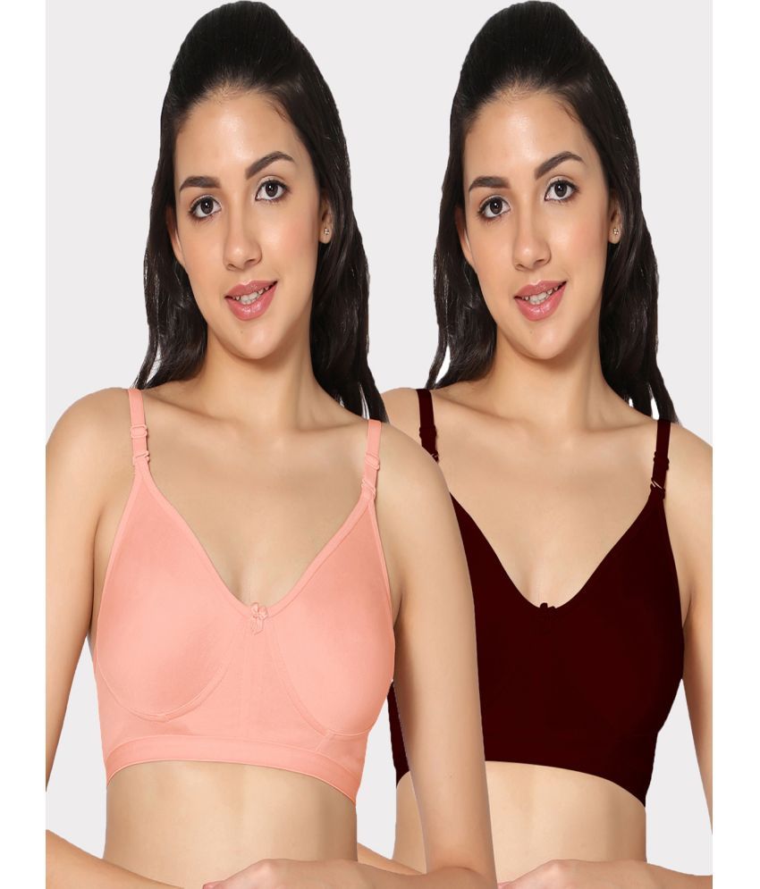     			IN CARE LINGERIE Pack of 2 Cotton Non Padded Women's Everyday Bra ( Multicolor )