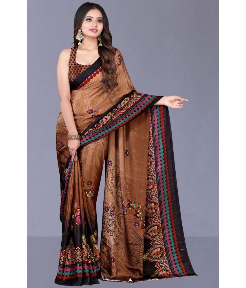     			LEELAVATI - Brown Crepe Saree With Blouse Piece ( Pack of 1 )