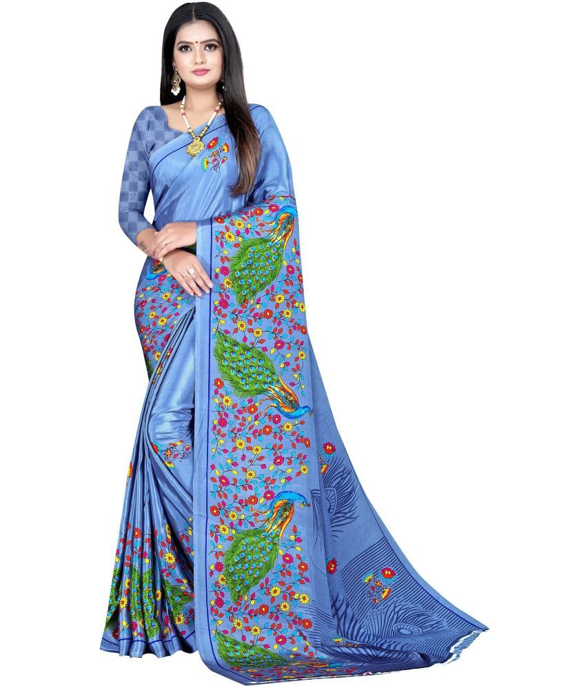     			LEELAVATI - Grey Crepe Saree With Blouse Piece ( Pack of 1 )