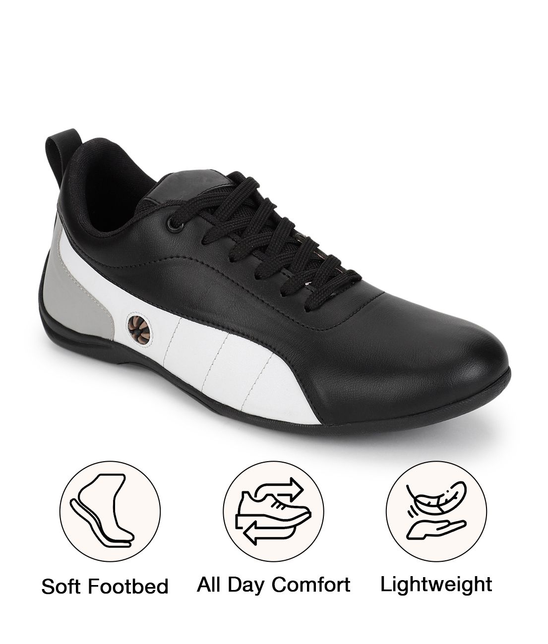     			UrbanMark Men Comfortable Colorblocked Low-Top Sneakers Shoes- Black