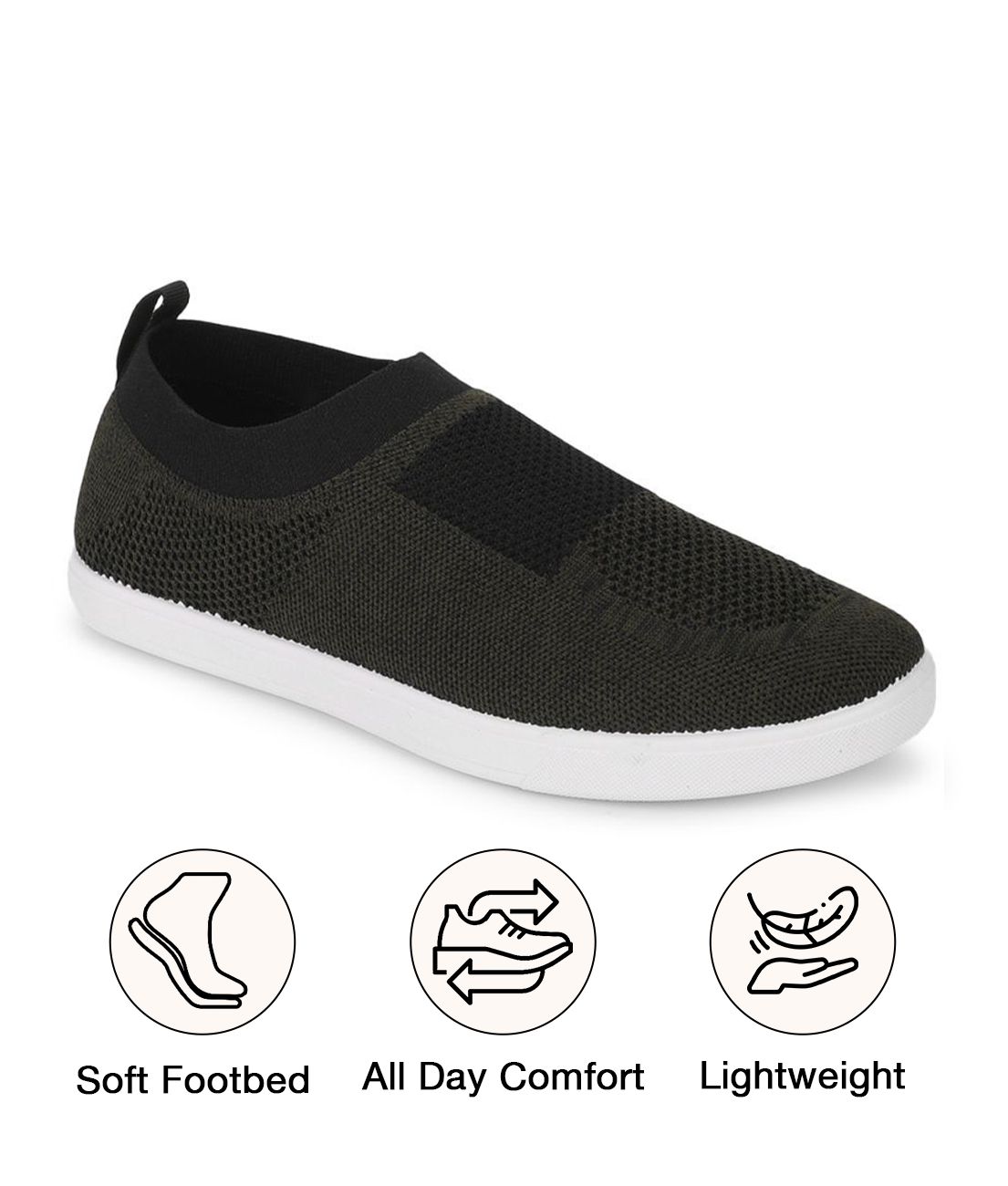     			UrbanMark Men Comfortable Textured Knitted Casual Slip-On Shoes-Black