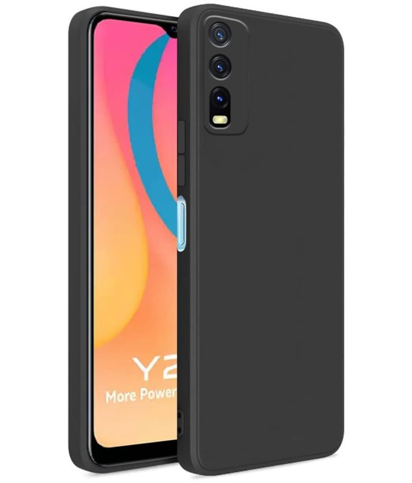     			ZAMN - Black Silicon Plain Cases Compatible For Vivo Y12s ( Pack of 1 )