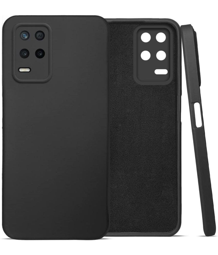     			ZAMN - Black Silicon Plain Cases Compatible For Realme 8s 5G ( Pack of 1 )