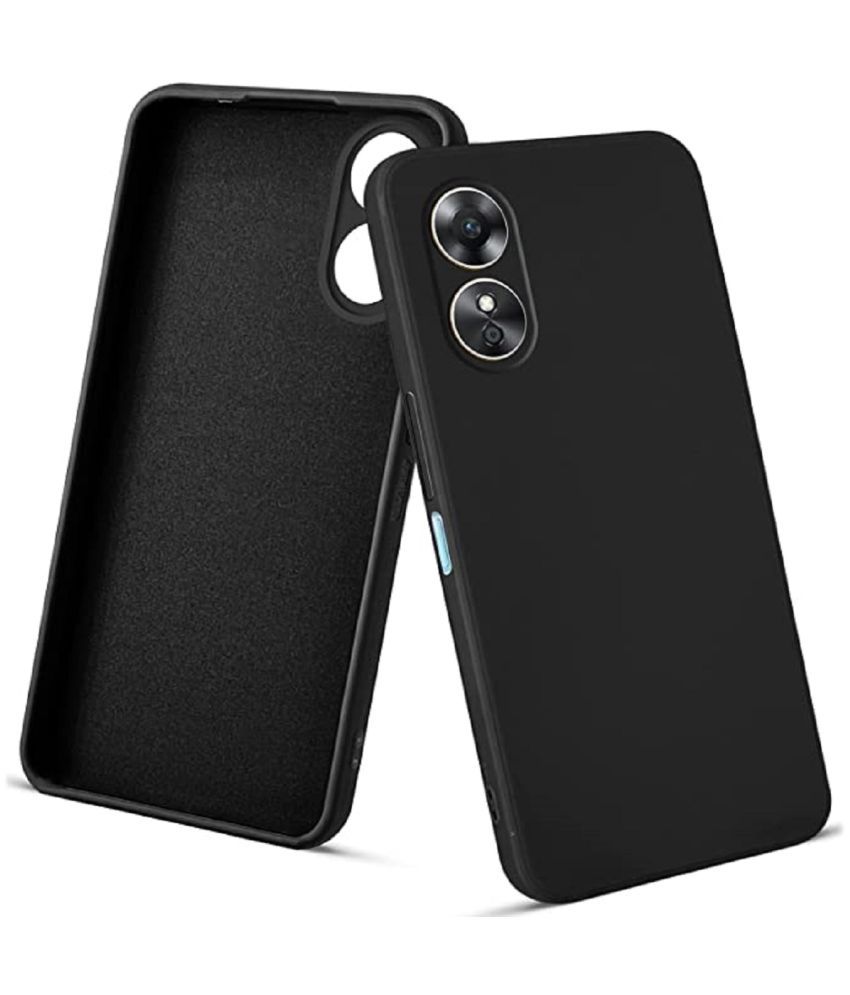     			ZAMN - Black Silicon Plain Cases Compatible For Oppo A17 ( Pack of 1 )