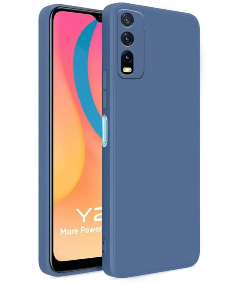     			ZAMN - Blue Silicon Plain Cases Compatible For Vivo y20t ( Pack of 1 )