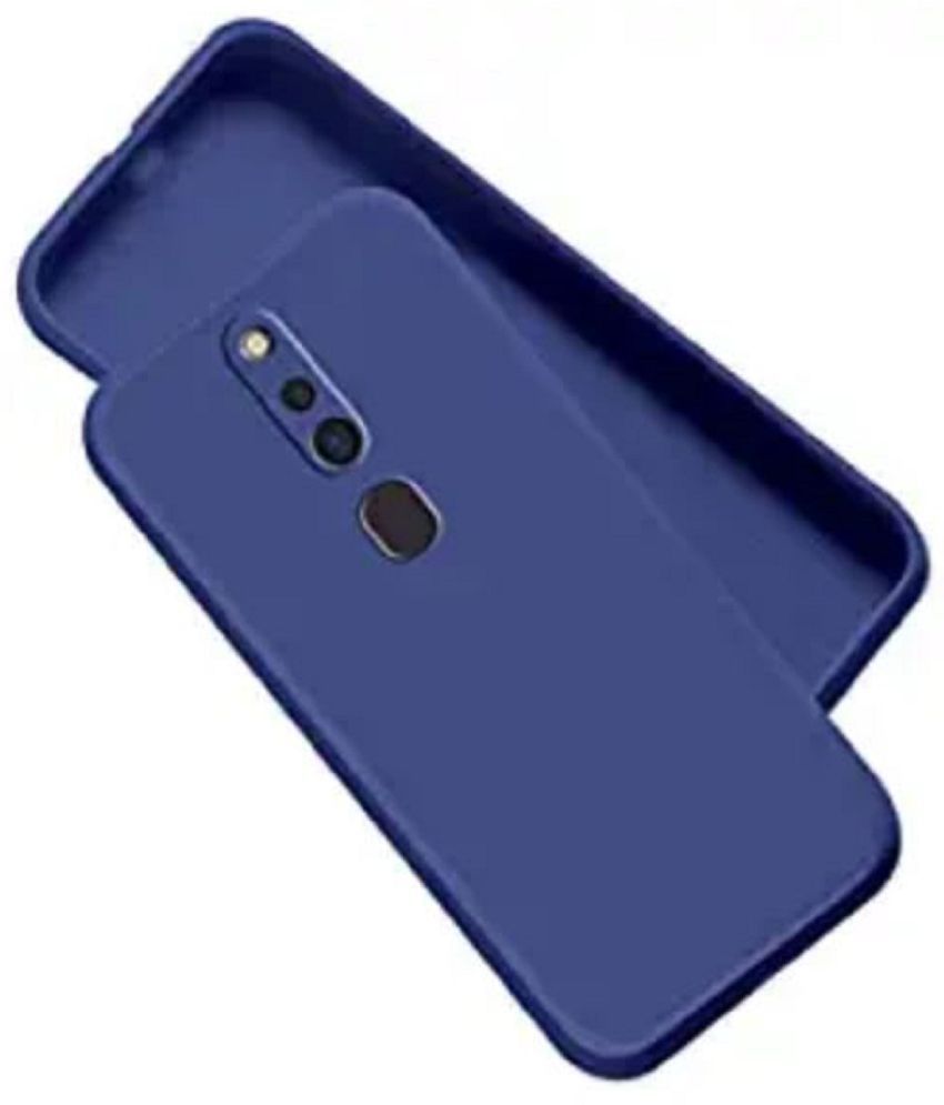     			ZAMN - Blue Silicon Plain Cases Compatible For OPPO F11 Pro ( Pack of 1 )