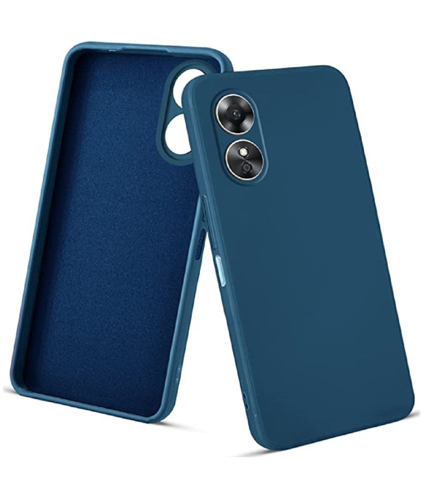     			ZAMN - Blue Silicon Plain Cases Compatible For Oppo A17 ( Pack of 1 )