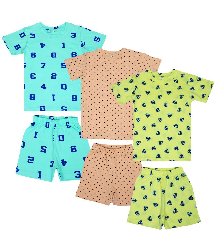     			Diaz - Multicolor Cotton Boys T-Shirt & Shorts ( Pack of 3 )