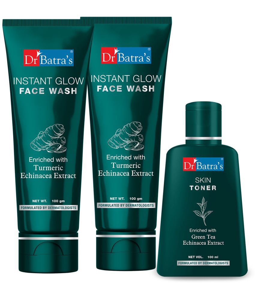     			Dr Batra's Instant Glow Facewash 100 Gm,Pack Of 2 + Skin Toner With Echinacea And Green Tea 100Ml