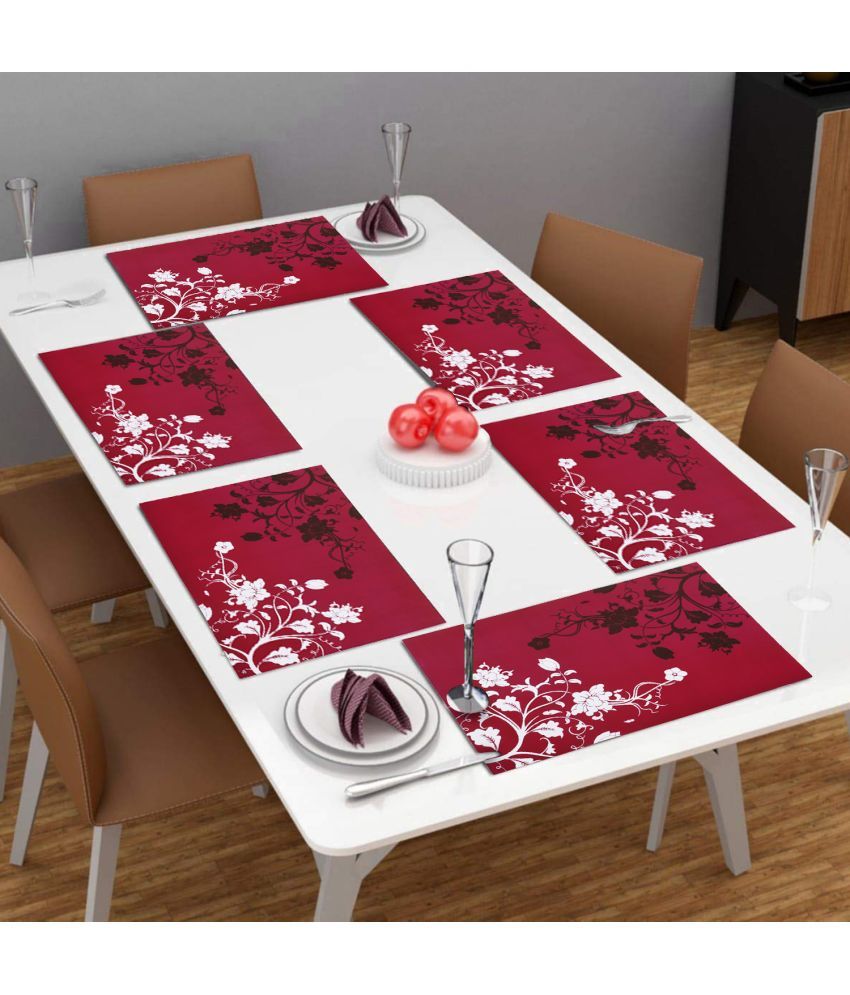     			PVC Floral Table Mats (45 cm x 30 cm) Pack of 6 - Purple