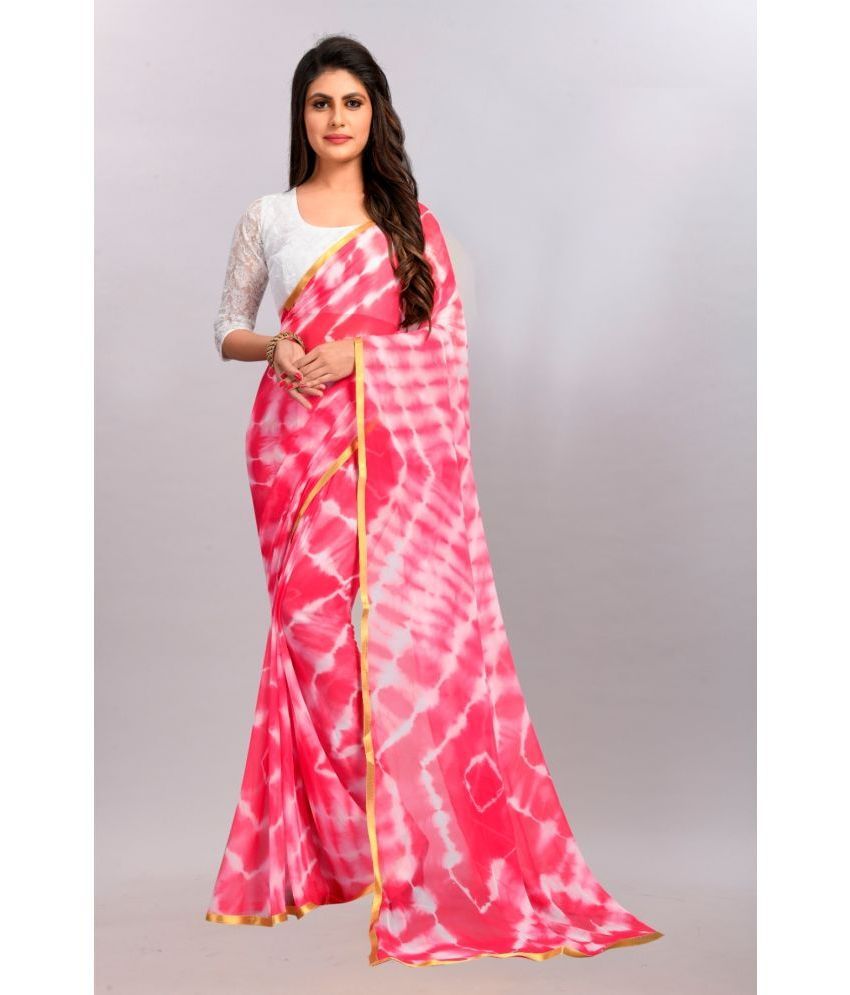     			Apnisha - Pink Chiffon Saree With Blouse Piece ( Pack of 1 )