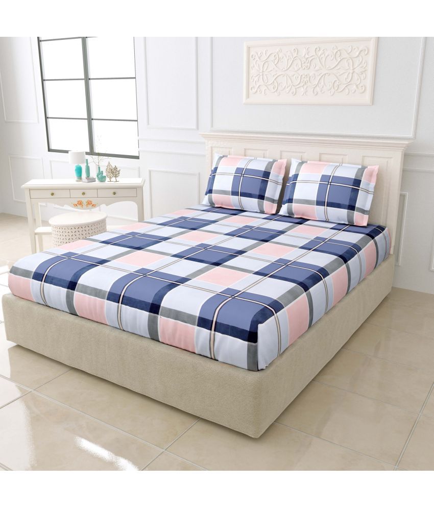     			Idalia Home Glace Cotton Geometric Double Bedsheet with 2 Pillow Covers - Multicolor