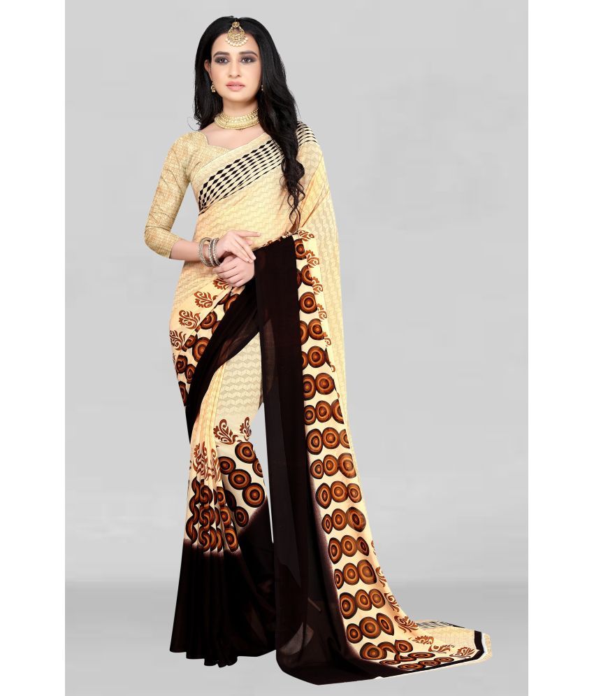     			LEELAVATI - Beige Georgette Saree With Blouse Piece ( Pack of 1 )