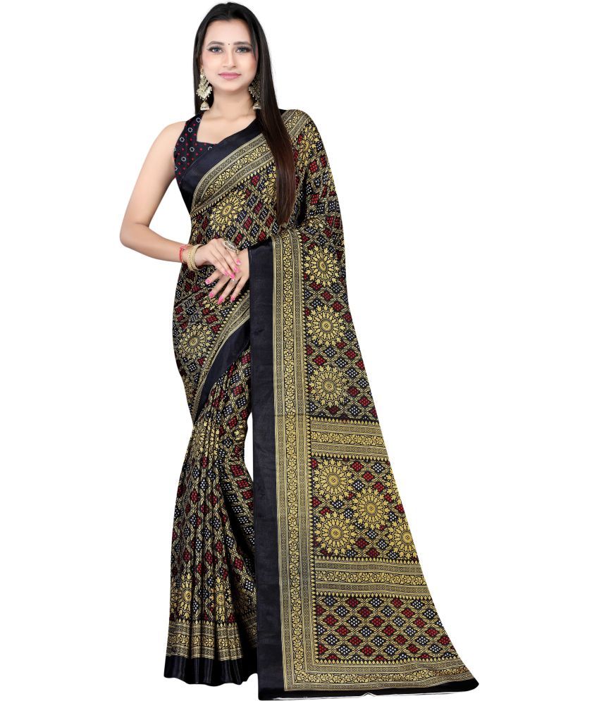     			LEELAVATI - Black Crepe Saree With Blouse Piece ( Pack of 1 )