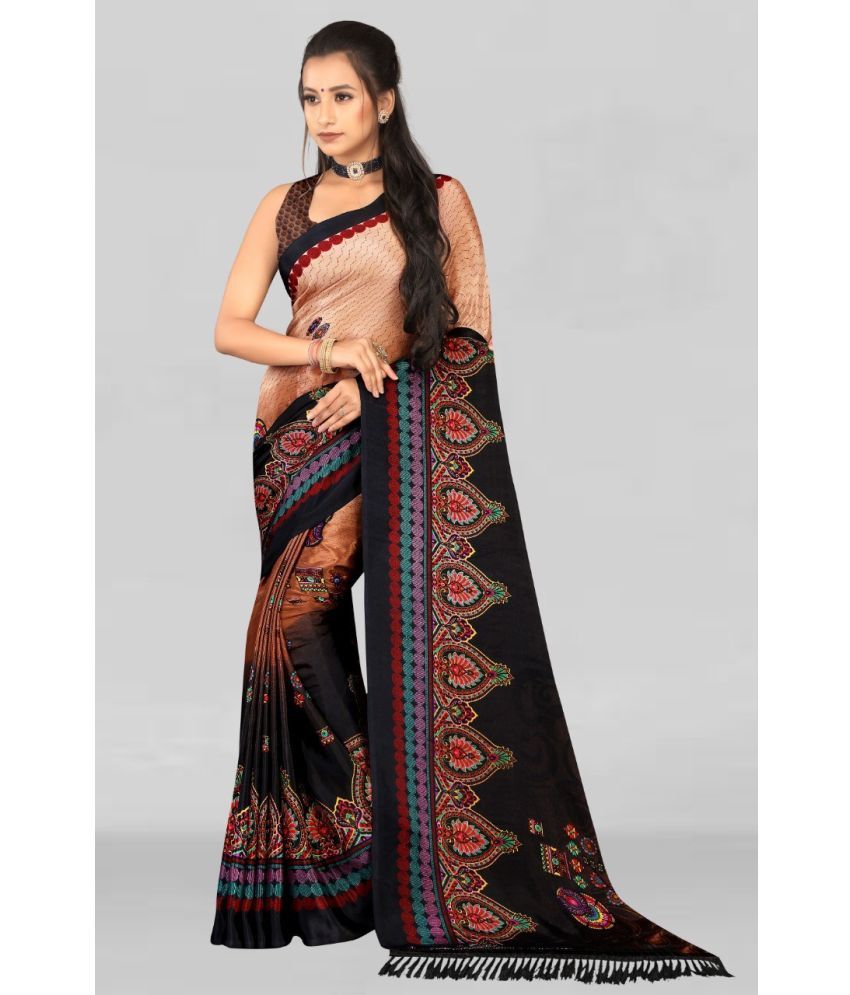     			LEELAVATI - Brown Crepe Saree With Blouse Piece ( Pack of 1 )