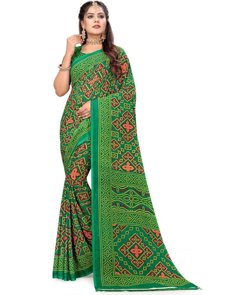     			LEELAVATI - Green Georgette Saree With Blouse Piece ( Pack of 1 )