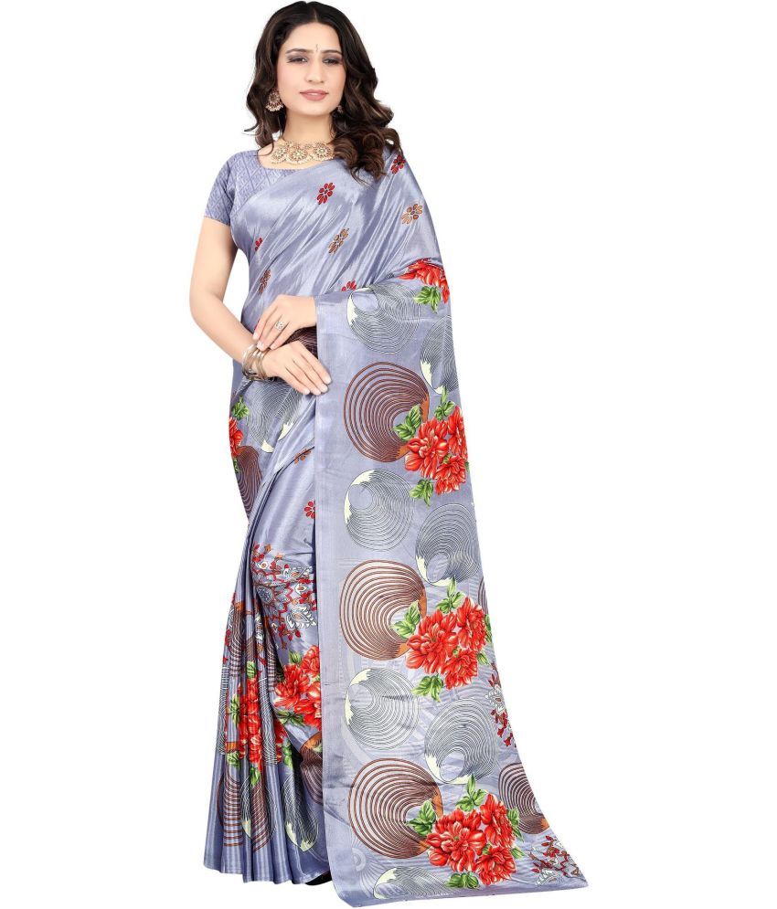     			LEELAVATI - Grey Crepe Saree With Blouse Piece ( Pack of 1 )