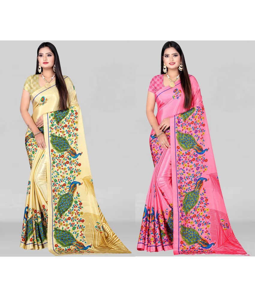     			LEELAVATI - Multicolor Crepe Saree With Blouse Piece ( Pack of 2 )