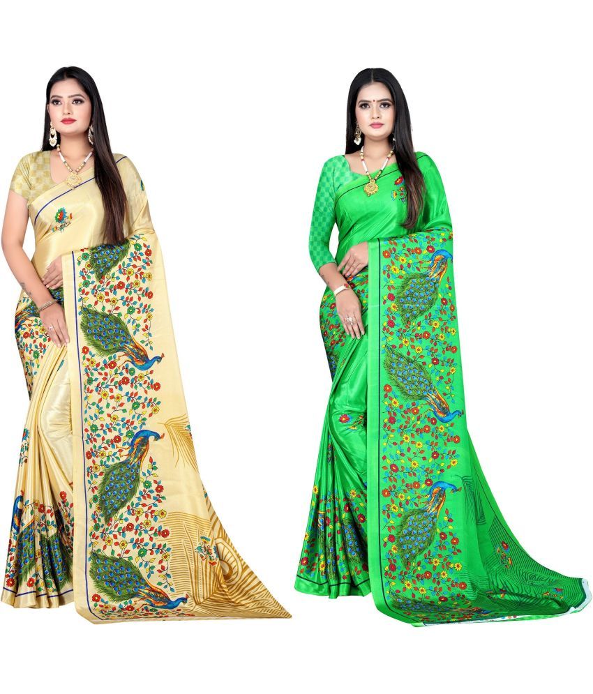     			LEELAVATI - Multicolor Crepe Saree With Blouse Piece ( Pack of 2 )