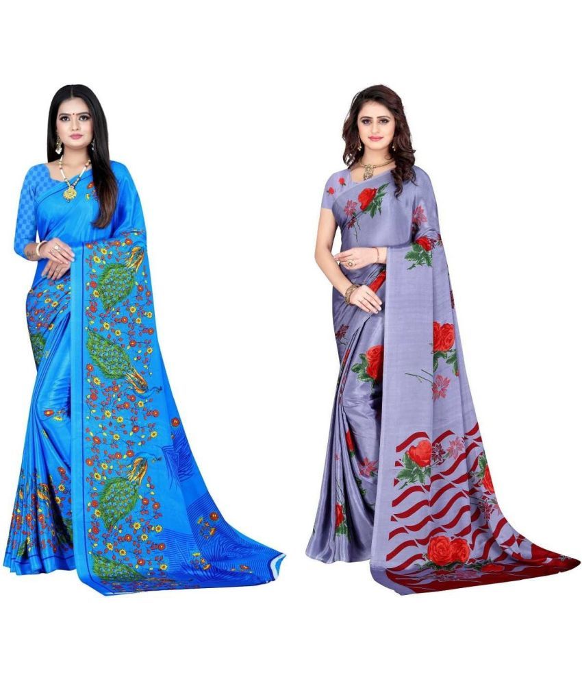     			LEELAVATI - Multicolor Crepe Saree With Blouse Piece ( Pack of 2 )