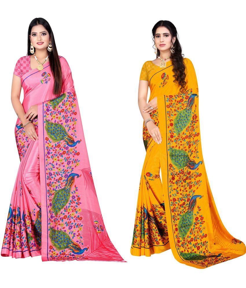     			LEELAVATI - Multicolor Crepe Saree With Blouse Piece ( Pack of 2 )