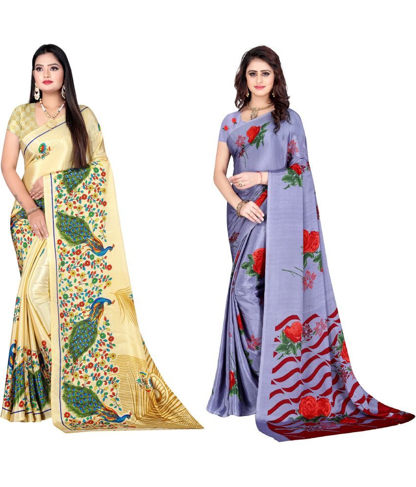     			LEELAVATI - Multicolor Crepe Saree With Blouse Piece ( Pack of 2 )