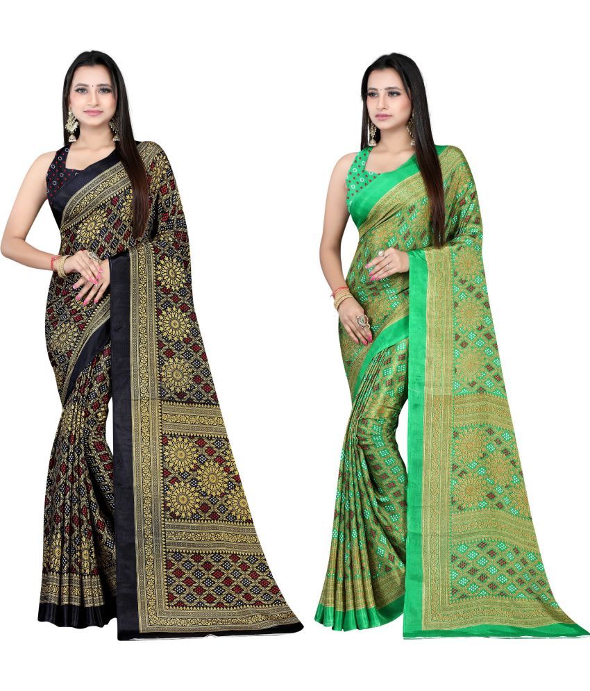     			LEELAVATI - Multicolor Crepe Saree With Blouse Piece ( Pack of 2 )