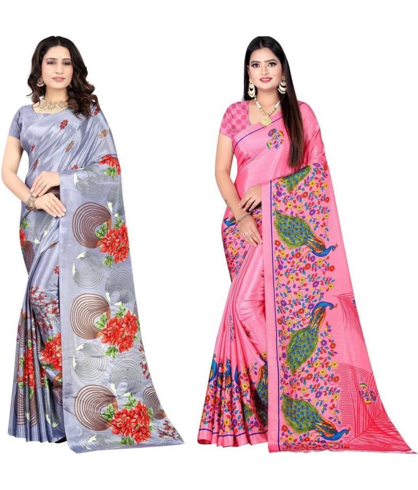     			LEELAVATI - Multicolor Crepe Saree With Blouse Piece ( Pack of 2 )