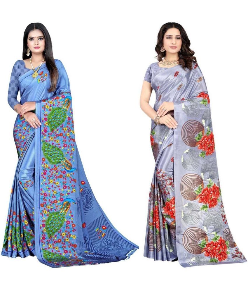     			LEELAVATI - Multicolor Crepe Saree With Blouse Piece ( Pack of 2 )