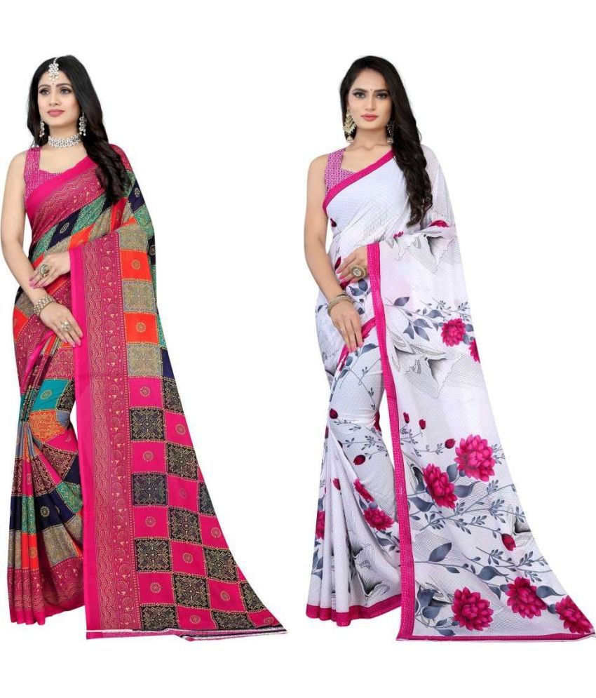     			LEELAVATI - Multicolor Georgette Saree With Blouse Piece ( Pack of 2 )