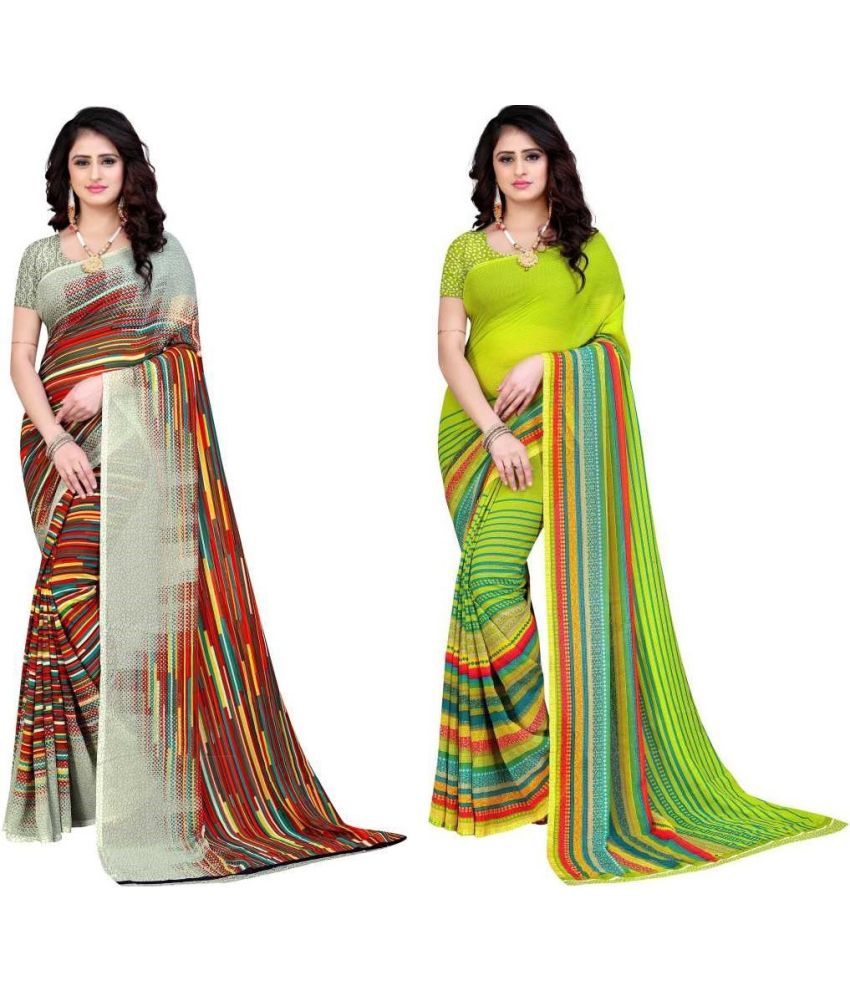     			LEELAVATI - Multicolor Georgette Saree With Blouse Piece ( Pack of 2 )